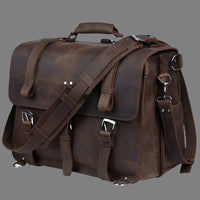 This high capacity laptop backpack briefcase is crafted from genuine leather for durability and style. It offers ample space for all your professional essentials.