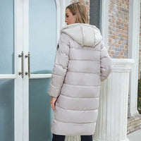 Women's Winter Hooded Plush Padded Warm Parka Long Jacket