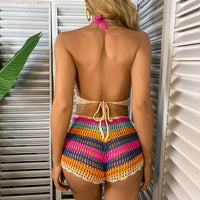 Women's Multi Colour Top and Bottom Knitted Bikini Beachwear Set