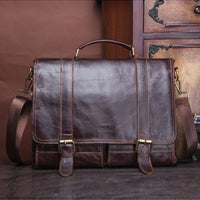 This is a dark brown colour high-quality luxurious genuine leather briefcase. Its sleek design and spacious interior make it ideal for carrying laptops and other work essentials.