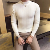 Men's Casual Striped Slim Fit Solid Pullover Sweater