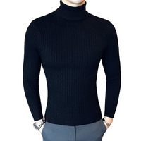 Men's Turtle Neck Pullovers Solid Color Slim Sweater