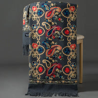 Women's Luxury Embroidery Cashmere Soft Scarf/Shawl