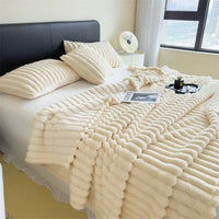 New Solid Color Rabbit Plush Blanket