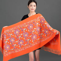 Women's Embroidery Cashmere Thick Soft Warm Scarf/Shawl