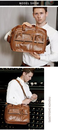 Genuine Leather Men‘s Casual Business Handbag