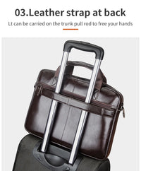 New 100% Genuine Leather Men's Briefcase Laptop Bag