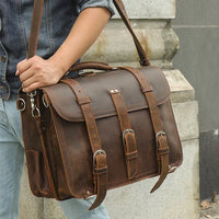 Genuine Leather Vintage High Capacity Laptop Bag