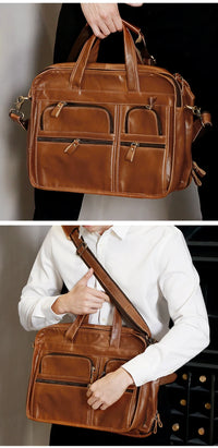 Genuine Leather Men‘s Casual Business Handbag