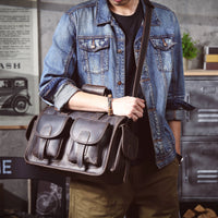 Genuine Leather Men's Briefcase Laptop Bag