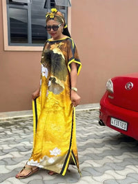 2025 Summer New Casual Elegant Flore Print Long Skirt with Scarf Malaysia loose fitting robes Cool Muslim Abaya Autumn Dress