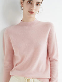 Women's Solid Mock-neck 100% Merino Wool Pullover Sweater