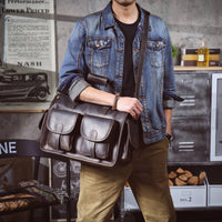 Genuine Leather Men's Briefcase Laptop Bag