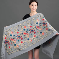 Women's Luxury Embroidery Cashmere Soft Scarf/Shawl