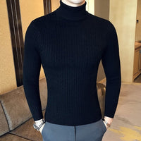 Men's Turtle Neck Pullovers Solid Color Slim Sweater