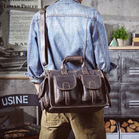 Genuine Leather Men's Briefcase Laptop Bag