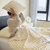 New Solid Color Rabbit Plush Blanket