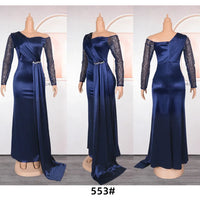 Dashiki African Dresses for Women Autumn Elegant African Long Sleeve V-neck Party Evening Long Maxi Dress African Clothes Women