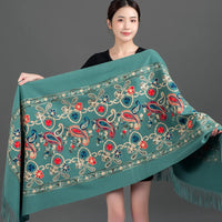 Women's Luxury Embroidery Cashmere Soft Scarf/Shawl