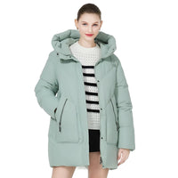 Women's Winter Puffer Mid-length Casual Hooded Windproof Jacket