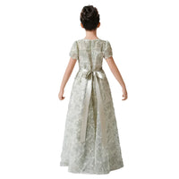 Girls' O-neck Rhinestone Flower Lace Dress