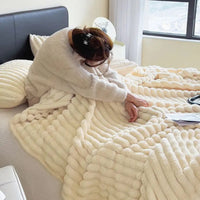 New Solid Color Rabbit Plush Blanket