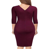 Women's Fashionable Spring Slim Fit V-neck Three Quarter Dress