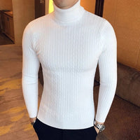 Men's Turtle Neck Pullovers Solid Color Slim Sweater