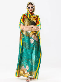 2025 Summer New Casual Elegant Flore Print Long Skirt with Scarf Malaysia loose fitting robes Cool Muslim Abaya Autumn Dress