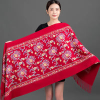 Women's Embroidery Cashmere Thick Soft Warm Scarf/Shawl