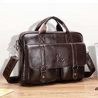 New 100% Genuine Leather Men's Briefcase Laptop Bag