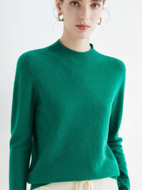 Women's Solid Mock-neck 100% Merino Wool Pullover Sweater