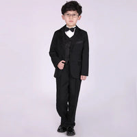 England Style Tuxedo Suits Boys Clothes Set Kids Formal Wedding Blazer Swallow-tailed Coat Kids Party Bow Tie Clothing 5PCS/Set