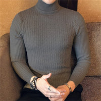 Men's Turtle Neck Pullovers Solid Color Slim Sweater