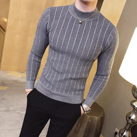Men's Casual Striped Slim Fit Solid Pullover Sweater