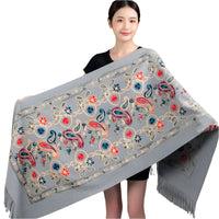 Women's Luxury Embroidery Cashmere Soft Scarf/Shawl