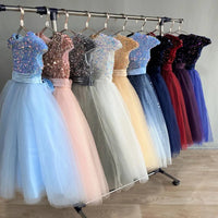 Girls' Sparkly Sequins Short Sleeves Party Dress