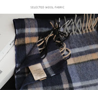 High Quality 100% Wool Scarf Men Winter Autumn Pure Wool Fashion Classic Warm Thick British Versatile Muffler Male Shawl Women