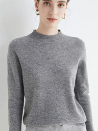 Women's Solid Mock-neck 100% Merino Wool Pullover Sweater