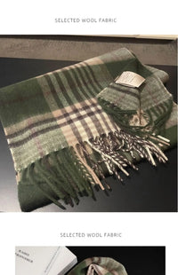 High Quality 100% Wool Scarf Men Winter Autumn Pure Wool Fashion Classic Warm Thick British Versatile Muffler Male Shawl Women