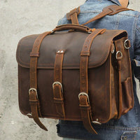 Genuine Leather Vintage High Capacity Laptop Bag