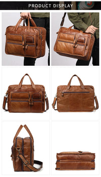 Genuine Leather Men‘s Casual Business Handbag