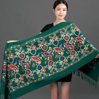 Women's Luxury Embroidery Cashmere Soft Scarf/Shawl