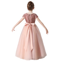 Girls' Sparkly Sequins Short Sleeves Party Dress
