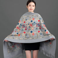 Women's Luxury Embroidery Cashmere Soft Scarf/Shawl