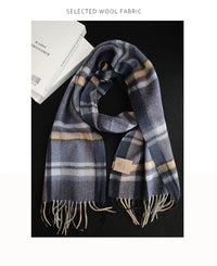 High Quality 100% Wool Scarf Men Winter Autumn Pure Wool Fashion Classic Warm Thick British Versatile Muffler Male Shawl Women