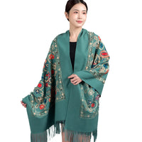 Women's Luxury Embroidery Cashmere Soft Scarf/Shawl