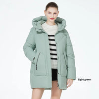 Women's Winter Puffer Mid-length Casual Hooded Windproof Jacket
