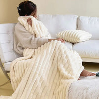 New Solid Color Rabbit Plush Blanket