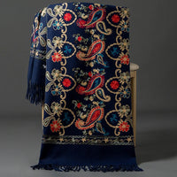 Women's Luxury Embroidery Cashmere Soft Scarf/Shawl